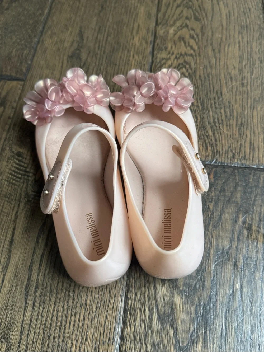 Mini Melissa Pink Floral Jelly Mary Jane Shoes with Flower Appliqués